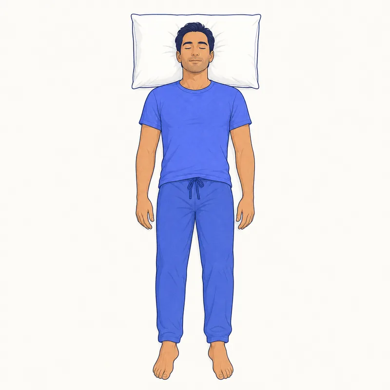Illustration of a back sleeper with their head centered on a pillow