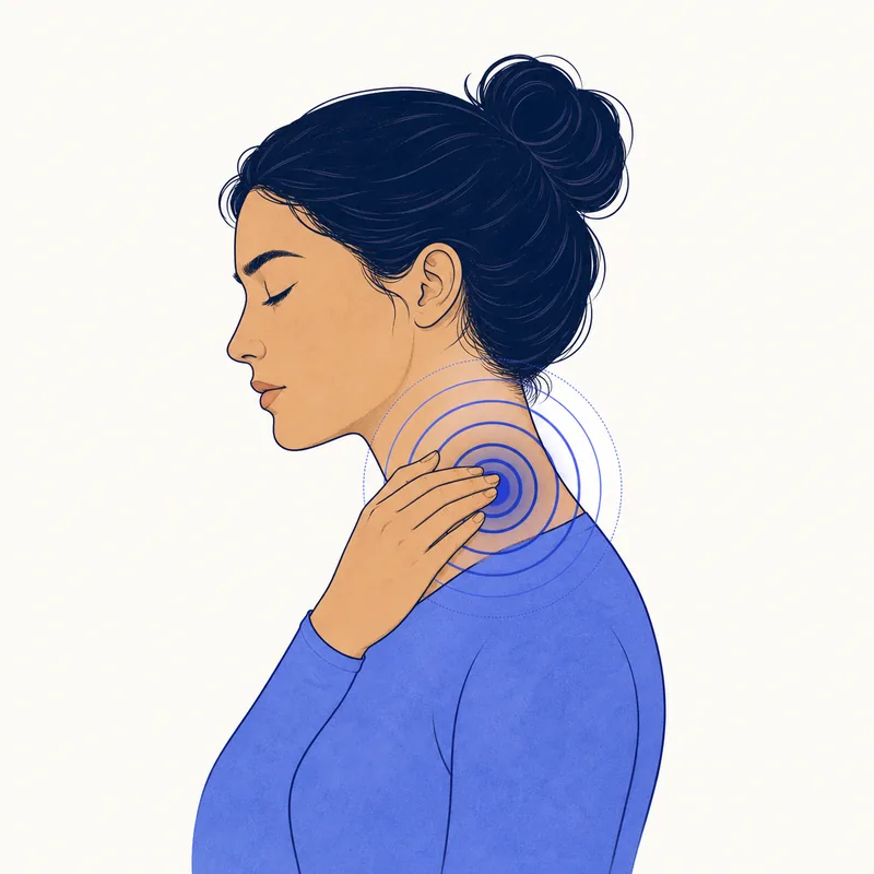 Illustration highlighting neck and shoulder discomfort